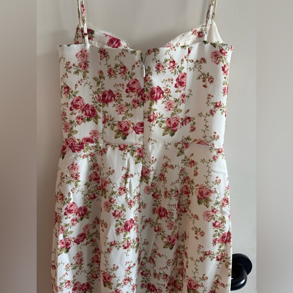 House of CB White Floral Midi Dress with Pink Roses - Picture 9 of 14